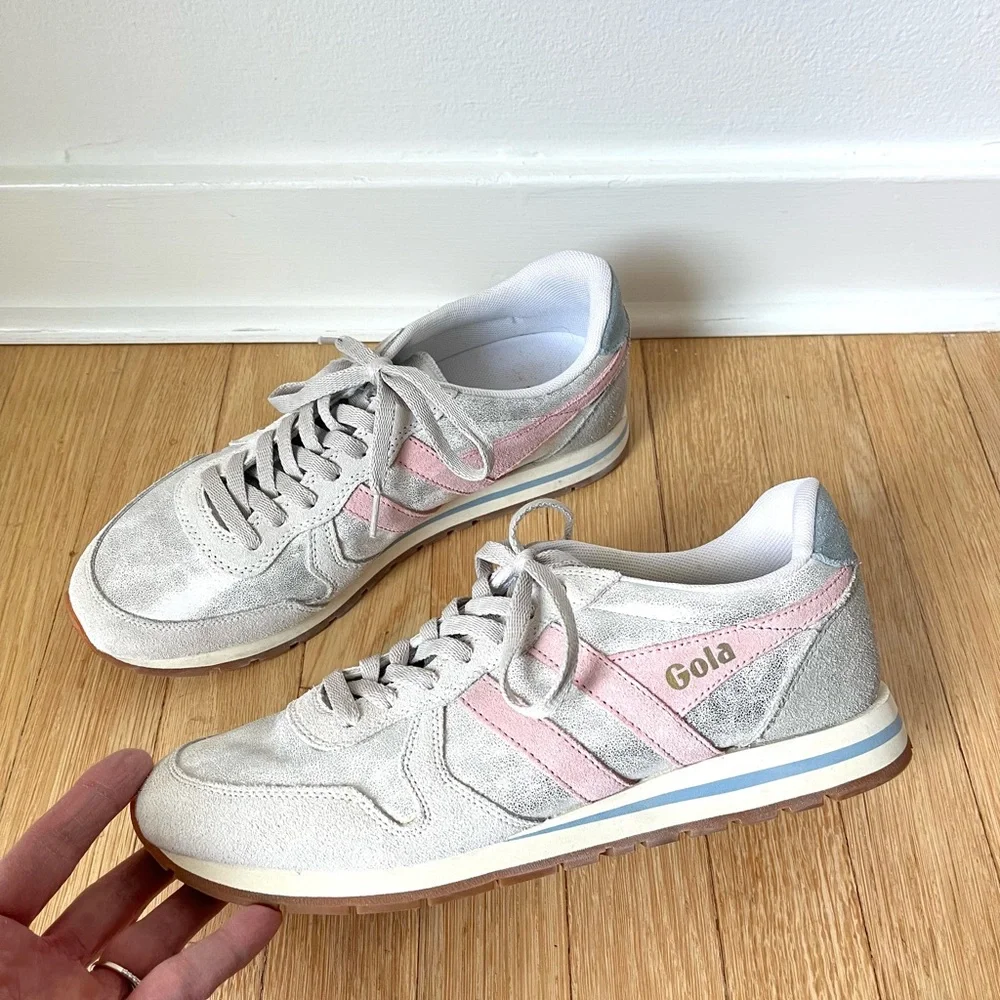 Gola Daytona Blaze Silver and Pink Retro Sneakers - Picture 5 of 7
